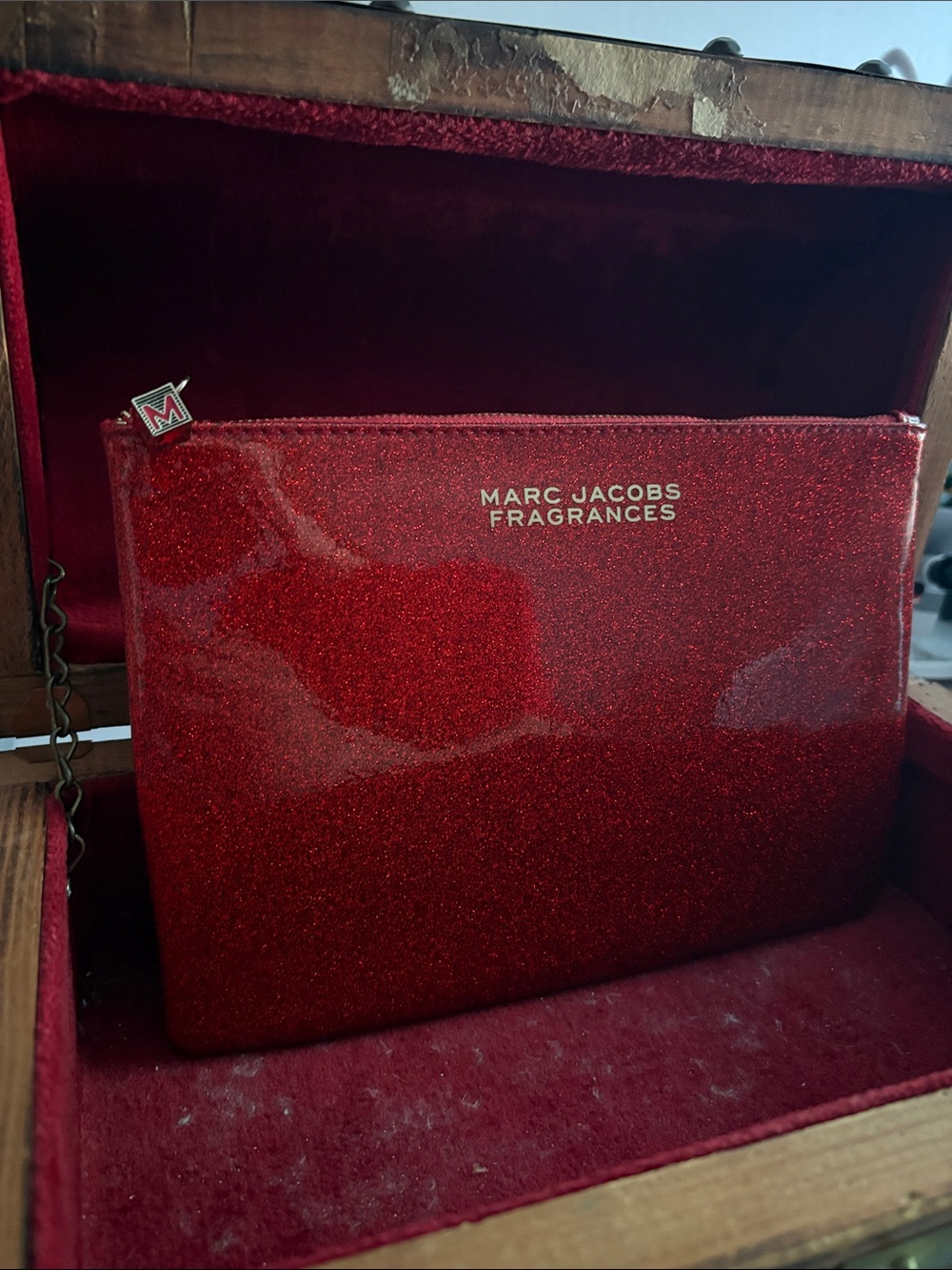 Marc Jacobs Red Glitter Wristlet Clutch